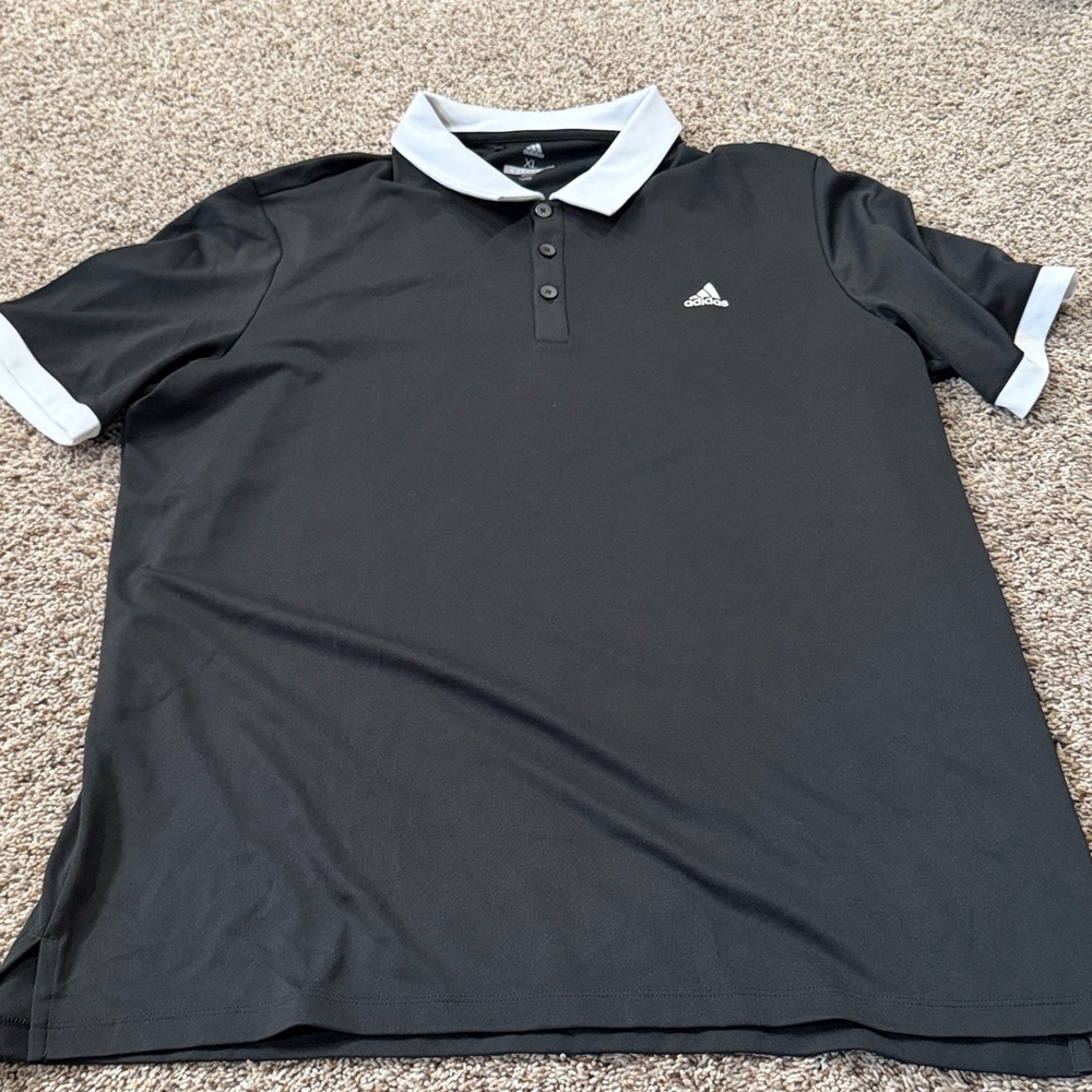 Adidas Men’s Black Polo with White Collar XL